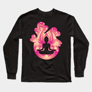 Lotus Mandala Meditation Silhouette Long Sleeve T-Shirt